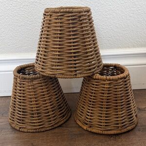 Woven Rattan Lamp Shade Set of 3- Natural Brown